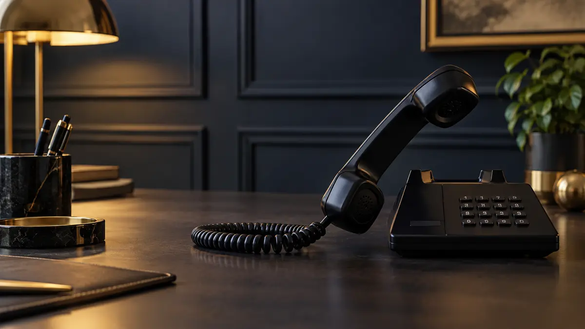 Abgehobener Telefonhörer mit klarer Verbindungslinie als Symbol für direktes Anrufen